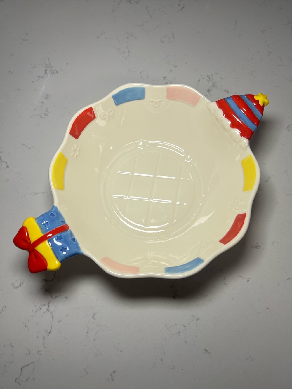 Sunny Face Birthday Series Bowl, Ceramic Serving Bowl with Colorful Party Accent